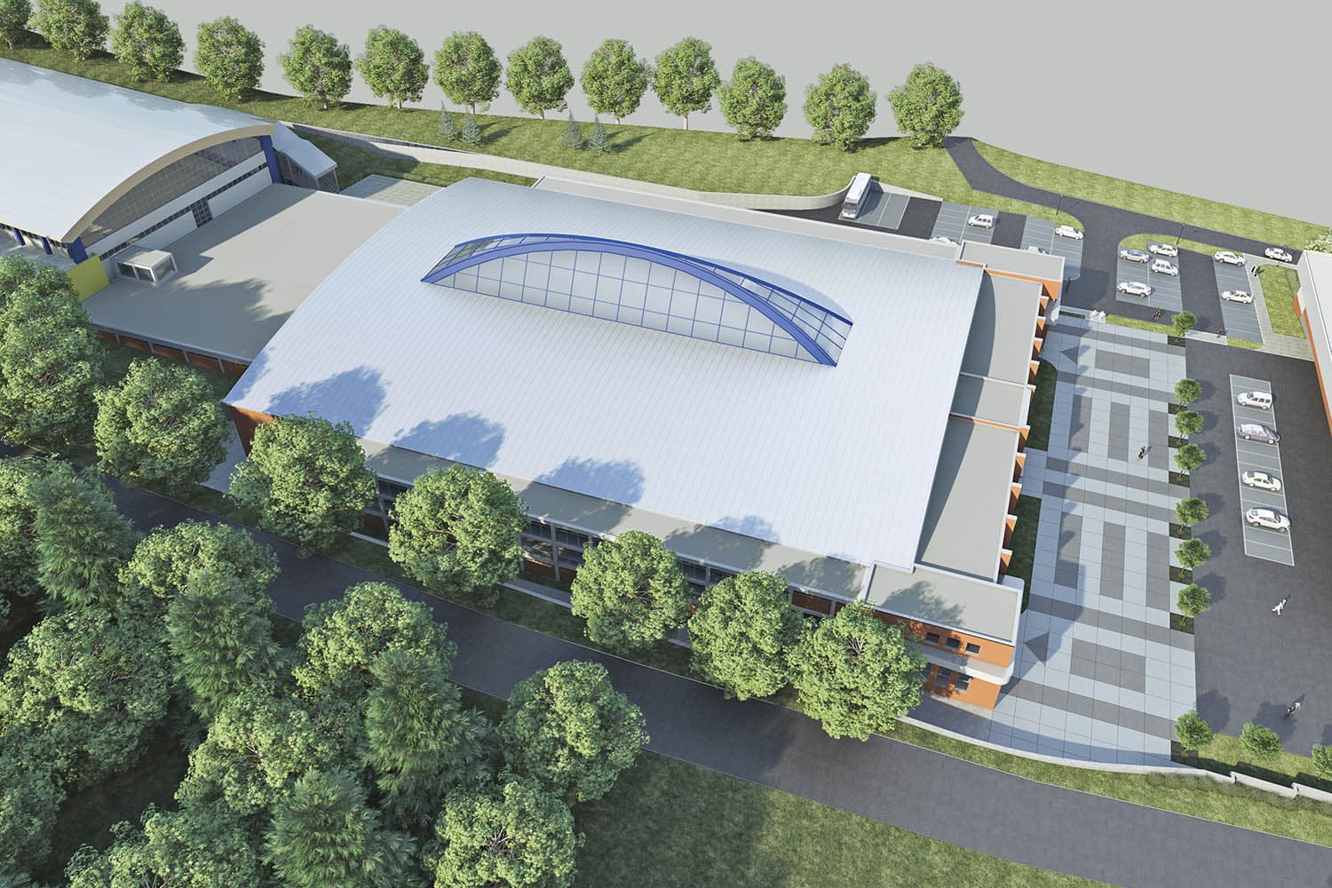 Zimní stadion Zlín — detail konstrukce střechy